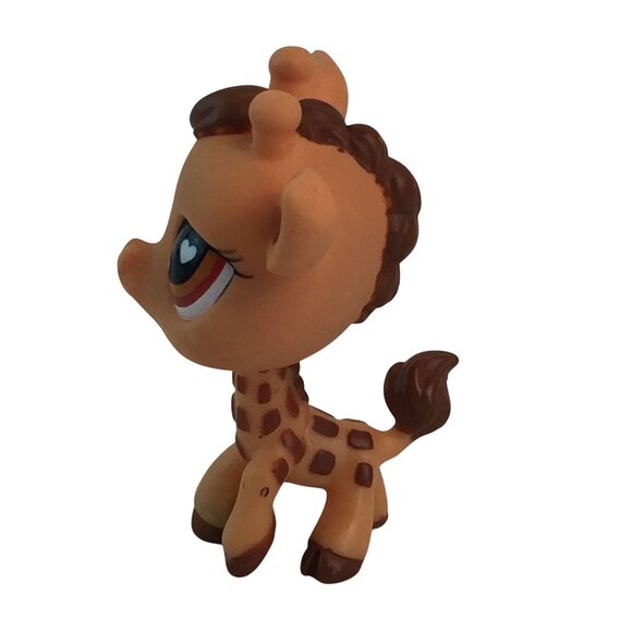 Littlest Pet Shop LPS #526 Giraffe Brown Friendliest Heart Eyes - Picture 2 of 7